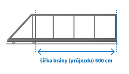 Posuvná brána STANDARD, šířka 500 cm, výška 160 cm,  bez lakování rámu, výplň Pilwood