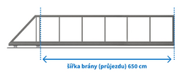 Posuvná brána BIG BOSS, šířka 650 cm, výška 170 cm, bez lakování rámu, výplň Alstrip bez laku